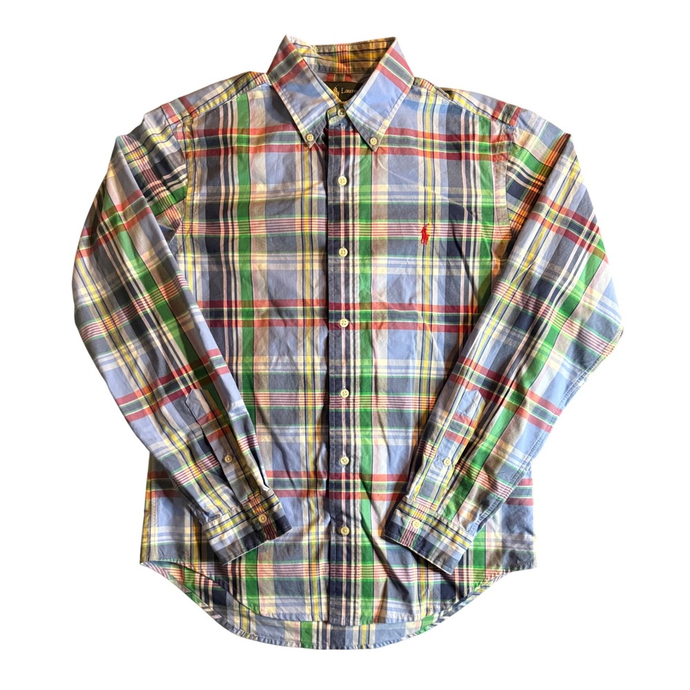 Polo Ralph Lauren Classic Fit Button Down Mens S Multicolor Plaid Cotton Shirt